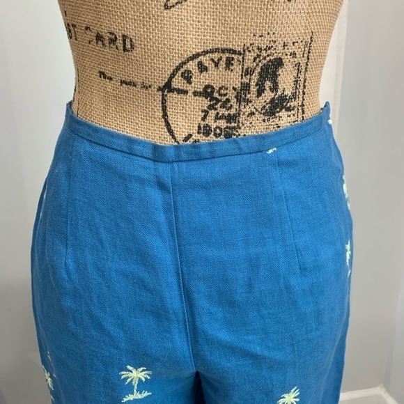 Talbots blue embroidered linen pants size 2 - Picture 5 of 7